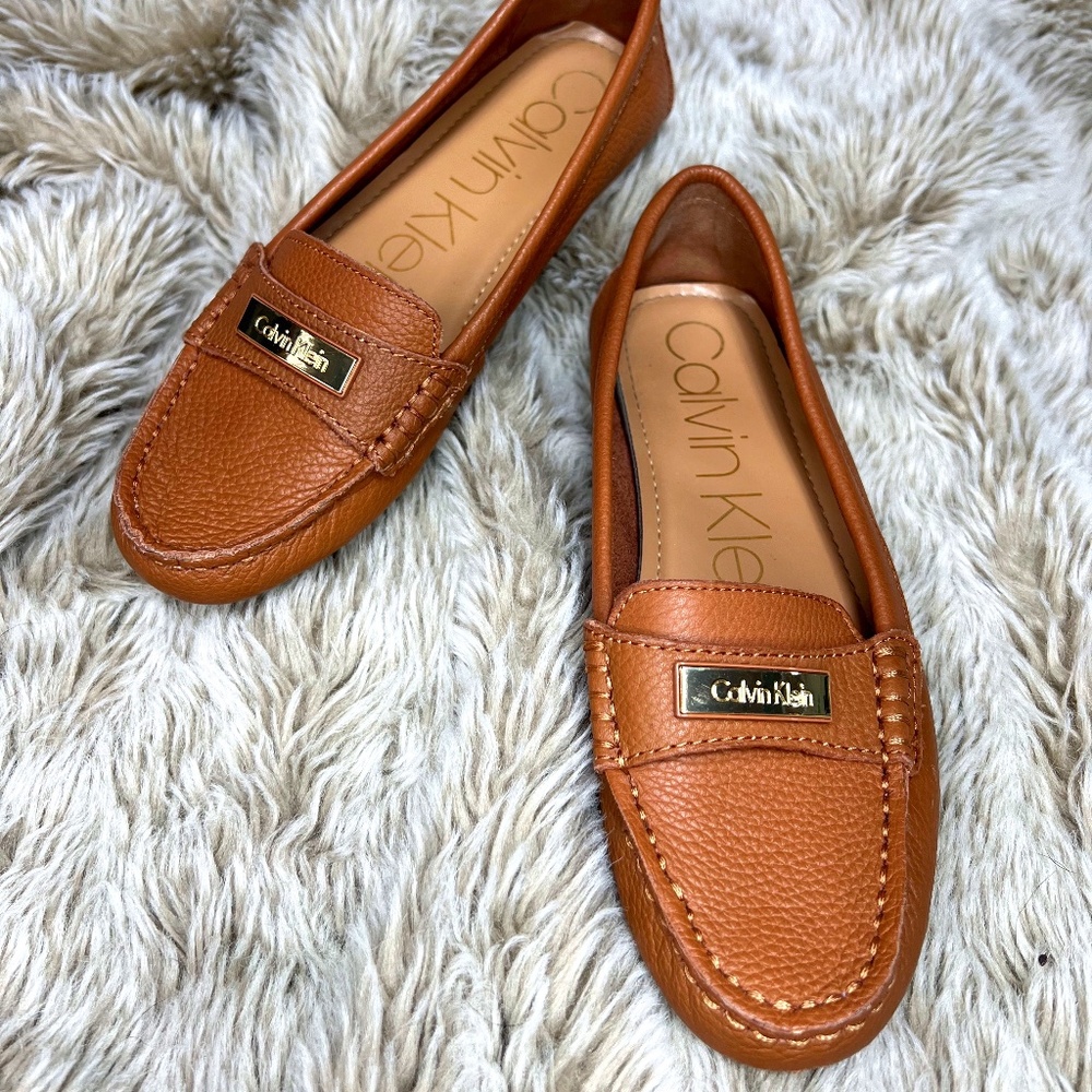 Calvin Klein tan loafers size 6